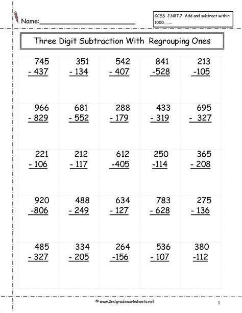 3 digit subtraction with regrouping